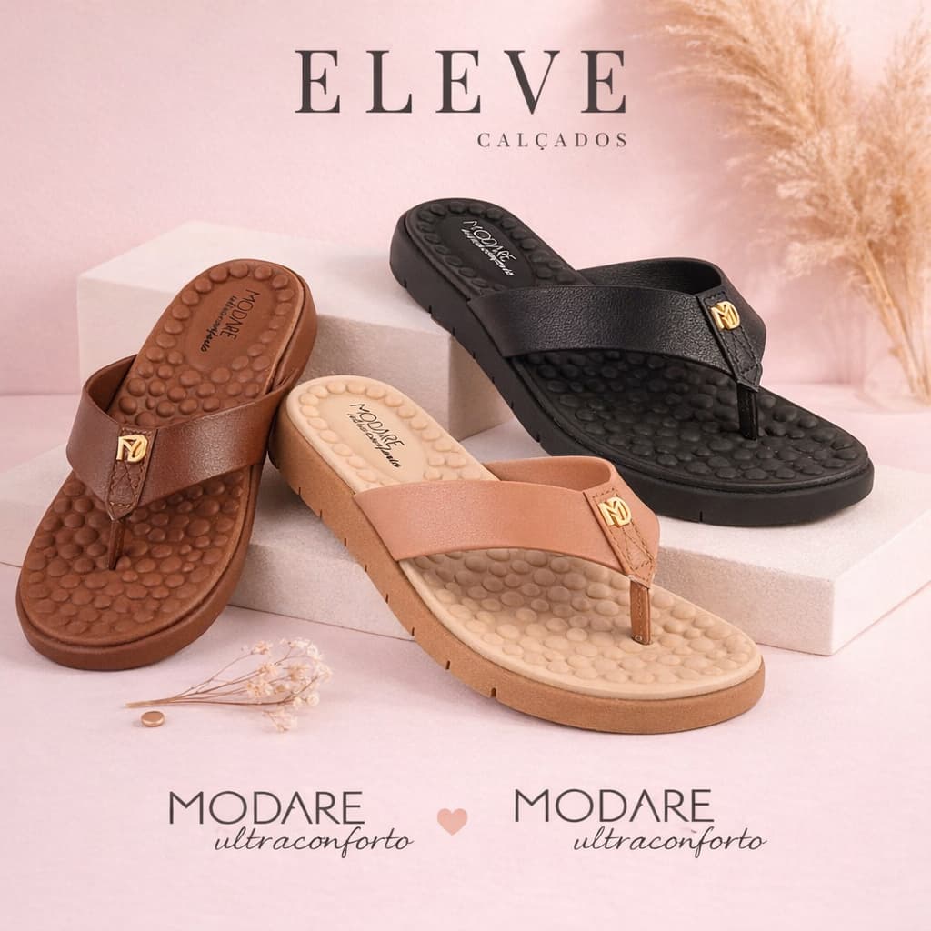 Chinelo Modare Ultra conforto Feminino Ortopédico Palmilha Massageadora