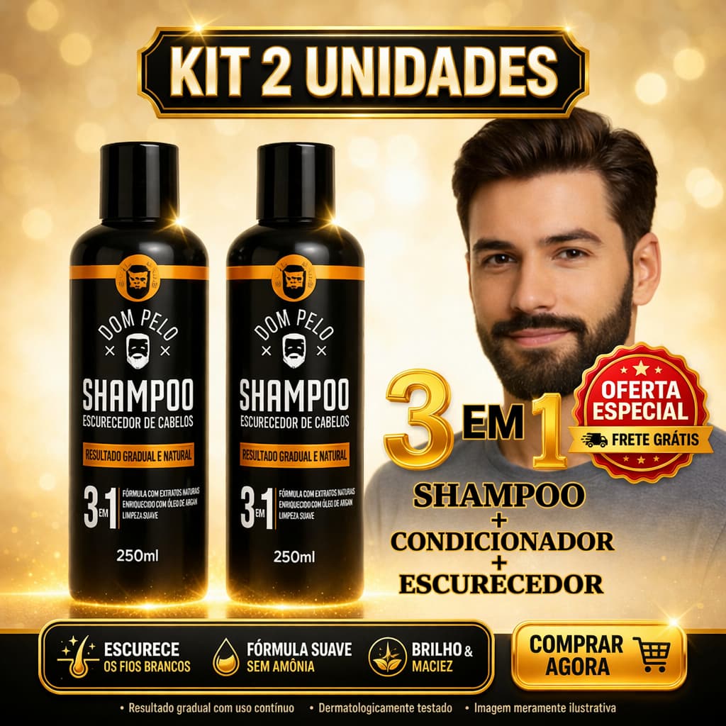 Kit 2 Unidades - Shampoo Escurecedor de Cabelo Dom Pelo 3 em 1 (250ml)