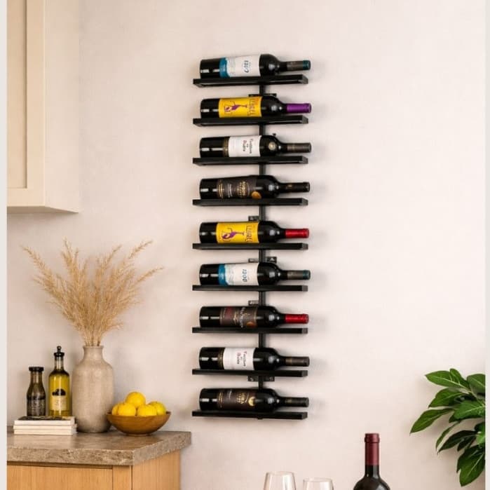 Adega P/ Vinhos Bebidas Parede Vertical 110 CM Metalon Reforçado -Preto