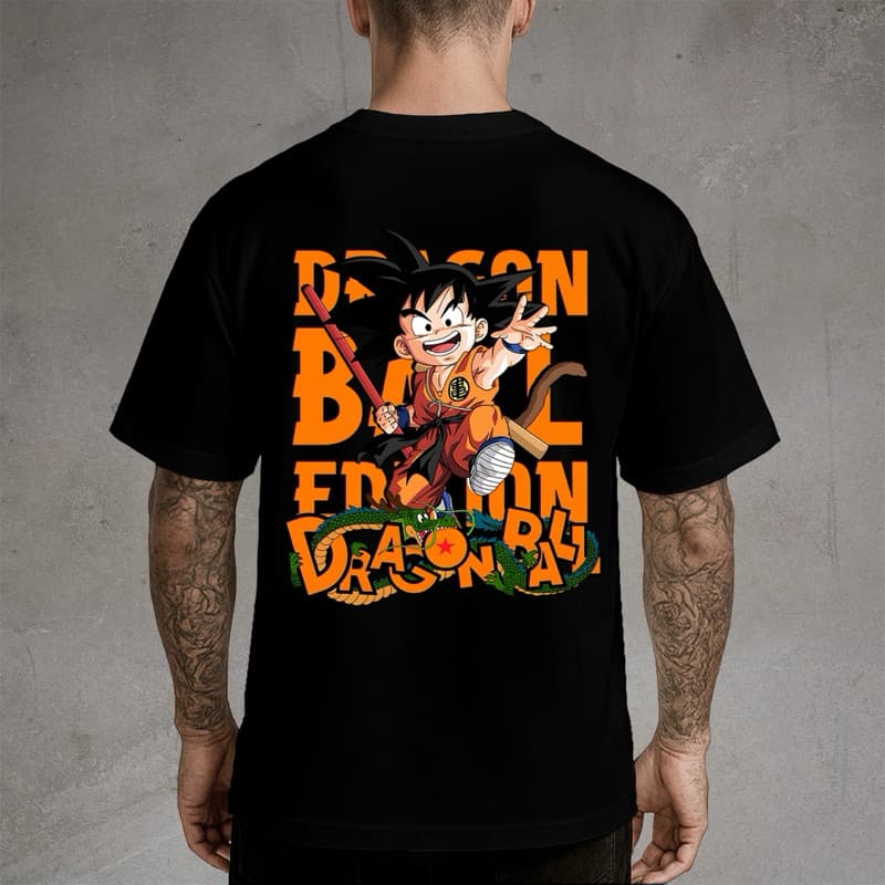 Camiseta Masculina/ Unissex StreetWear Dragon Ball Z Estampada Costas Malha Em Algodão Premium Camisa Goku Anime Estilo