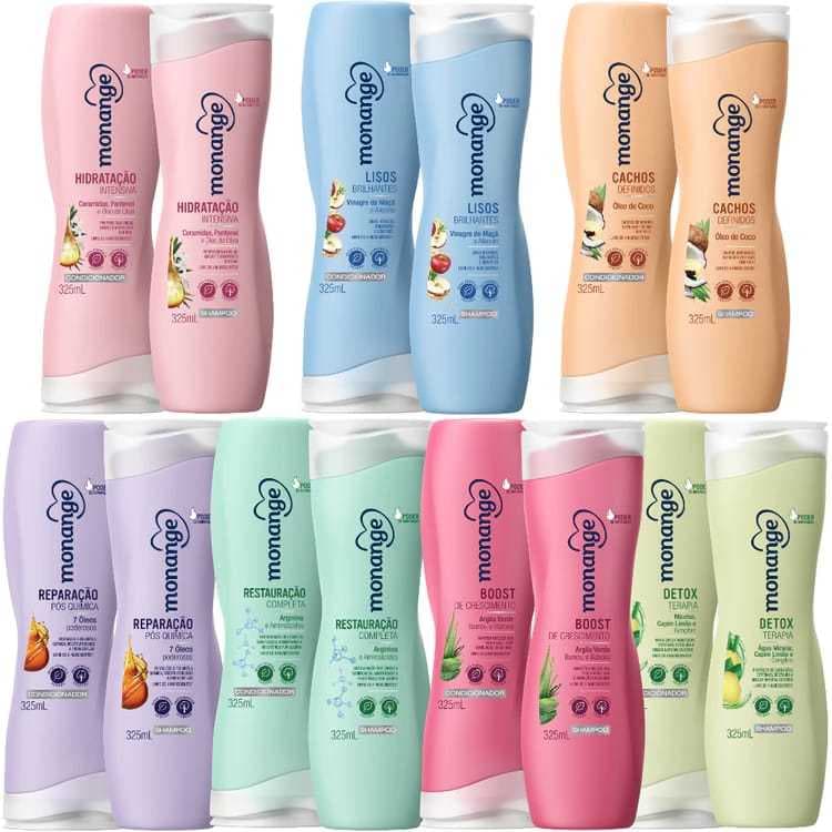 Kit Shampoo e Condicionador Monange 325ml (NOVAS EMBALAGENS)