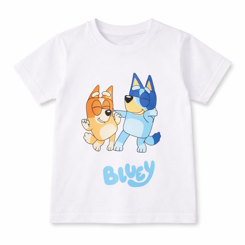 Camiseta Personagem Infantil Bluey Manga Curta 100% Algodão Qualidade Premium