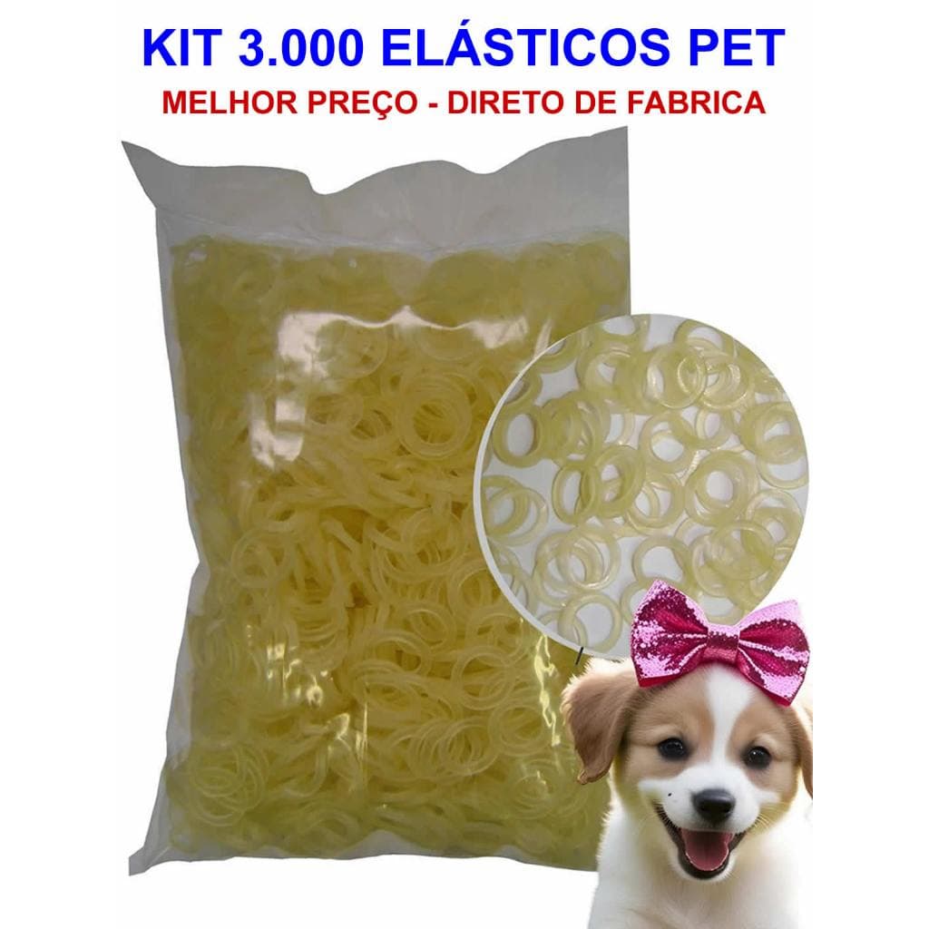 Kit 3.000 Elásticos, Borrachinhas em látex Para Laços Pet 5/16