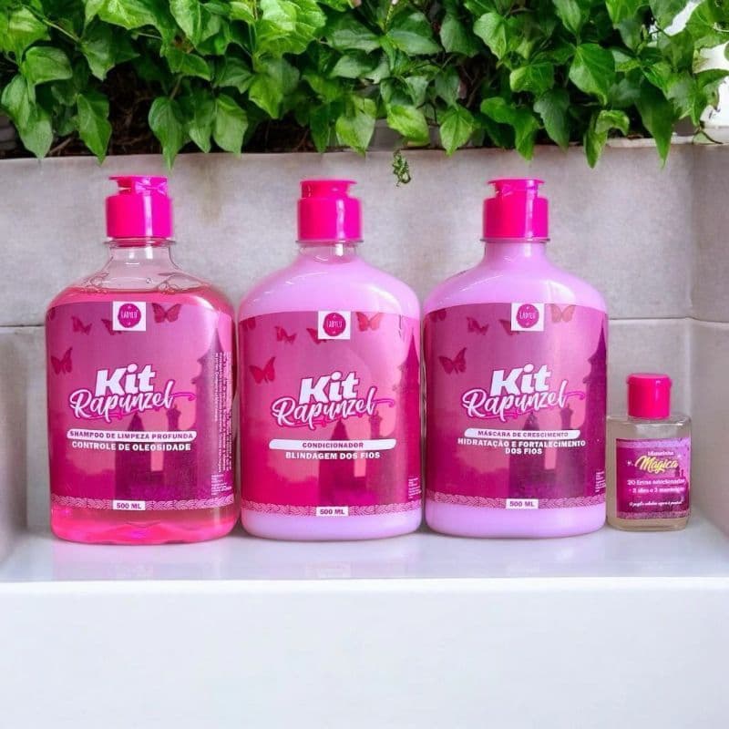 Kit Rapunzel LadyLu Crescimento Capilar Rápido, Hidratação Profunda e Brilho Intenso