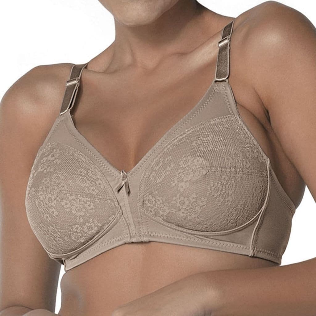 Sutiã Colonial DeMillus Sem Bojo Com Renda Sustentação Confortável Sem Aro Feminino Bege