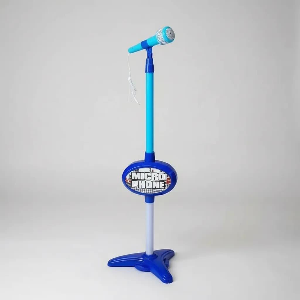 Microfone Infantil Para Criança Com Som E Luzes MP3 Conecta Celular Pedestal