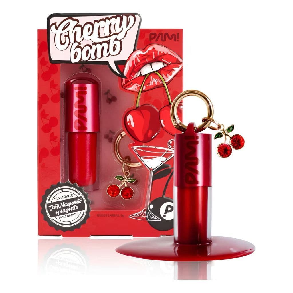 GLOSS LABIAL CHERRY BOMB COM PINGENTE DE CEREJA
