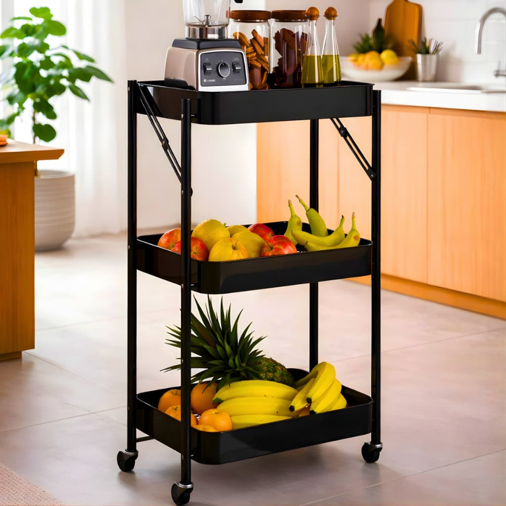 *PROMOÇÃO* Carrinho Organizador Multiuso Fruteira 3 Bandejas e 4 Rodízios Com Travas Moderno Cores