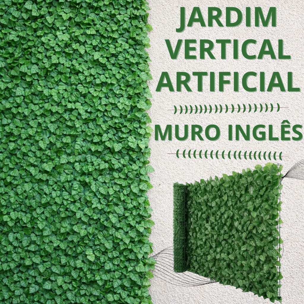 Jardim Artificial Muro Inglês 2m Folhagem Falsa Jardim Vertical Parede Verde Decorativa - 2m X 50cm
