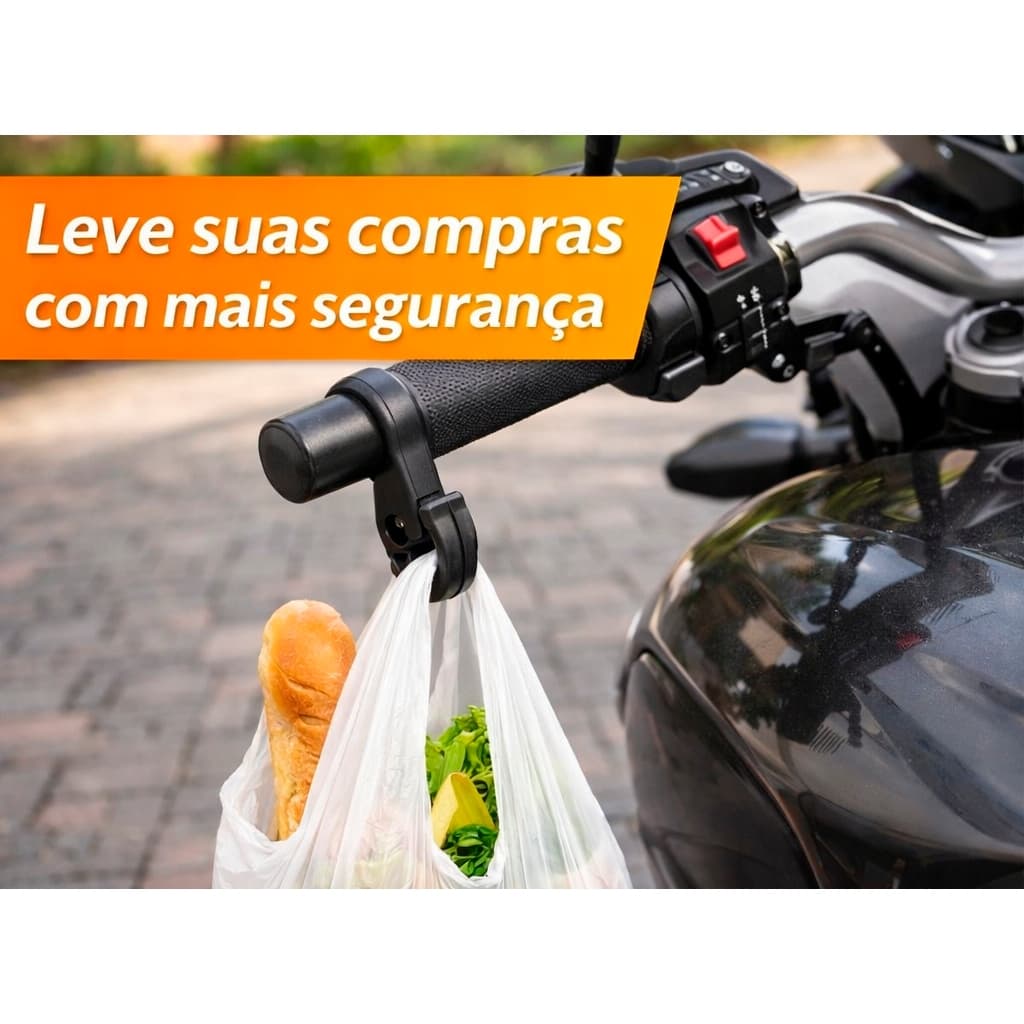 Gancho para Guidão de Moto Suporte Para Sacolas de Supermercado Mochilas e Entregas
