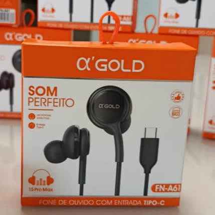 KIT5/10/15/20 Fone Tipo C Original S21 S22 Ultra S23 Galaxy A53 A73 M53 Note 10 Fone de Ouvido Com Microfone (AGOLD A61)