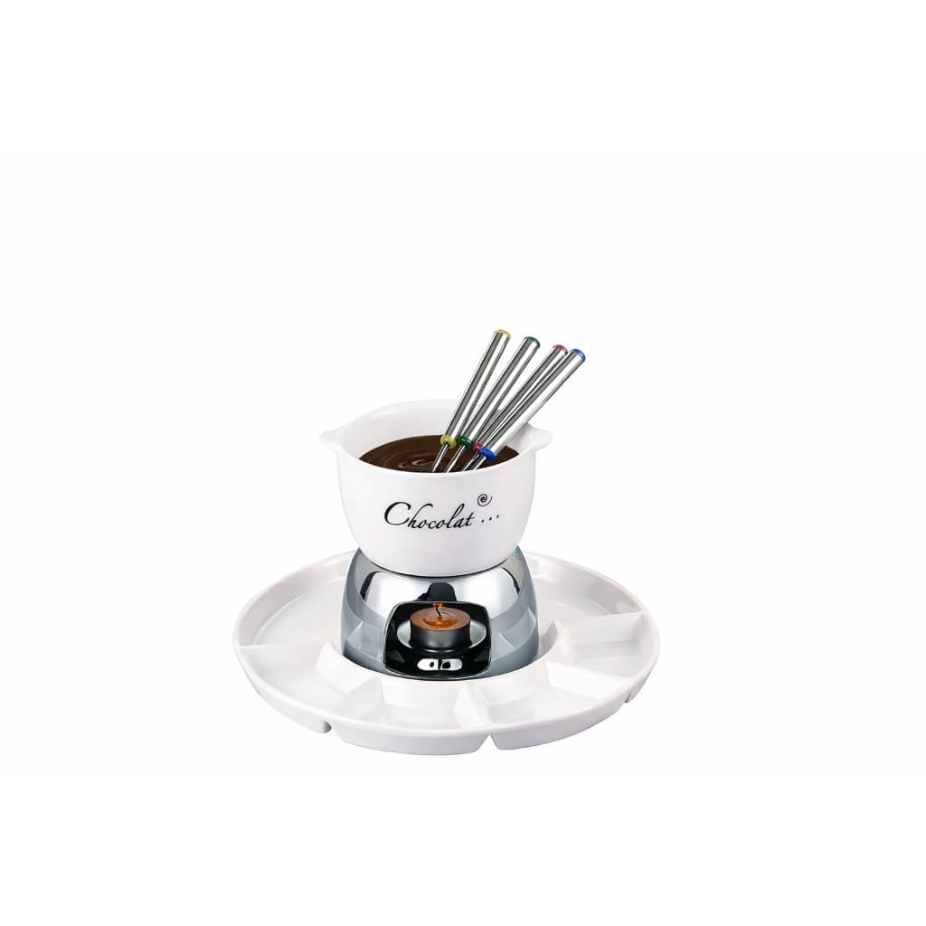 Fondue 8 Peças  Aparelho Conjunto De Para Frutas Queijos Chocolate