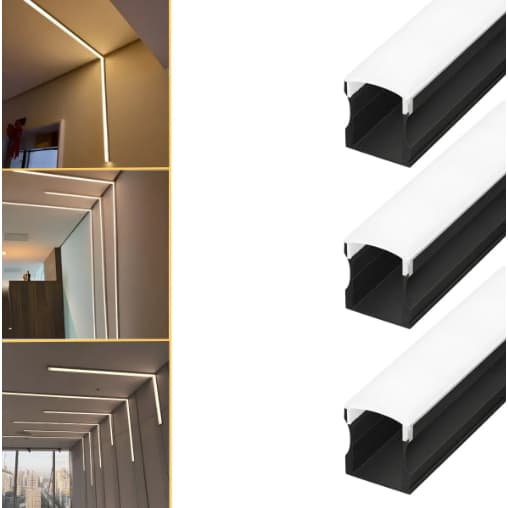 3 Barras Perfil De Led Sobrepor 17x14mm 1m Difusor 3m Linear Iluminação
