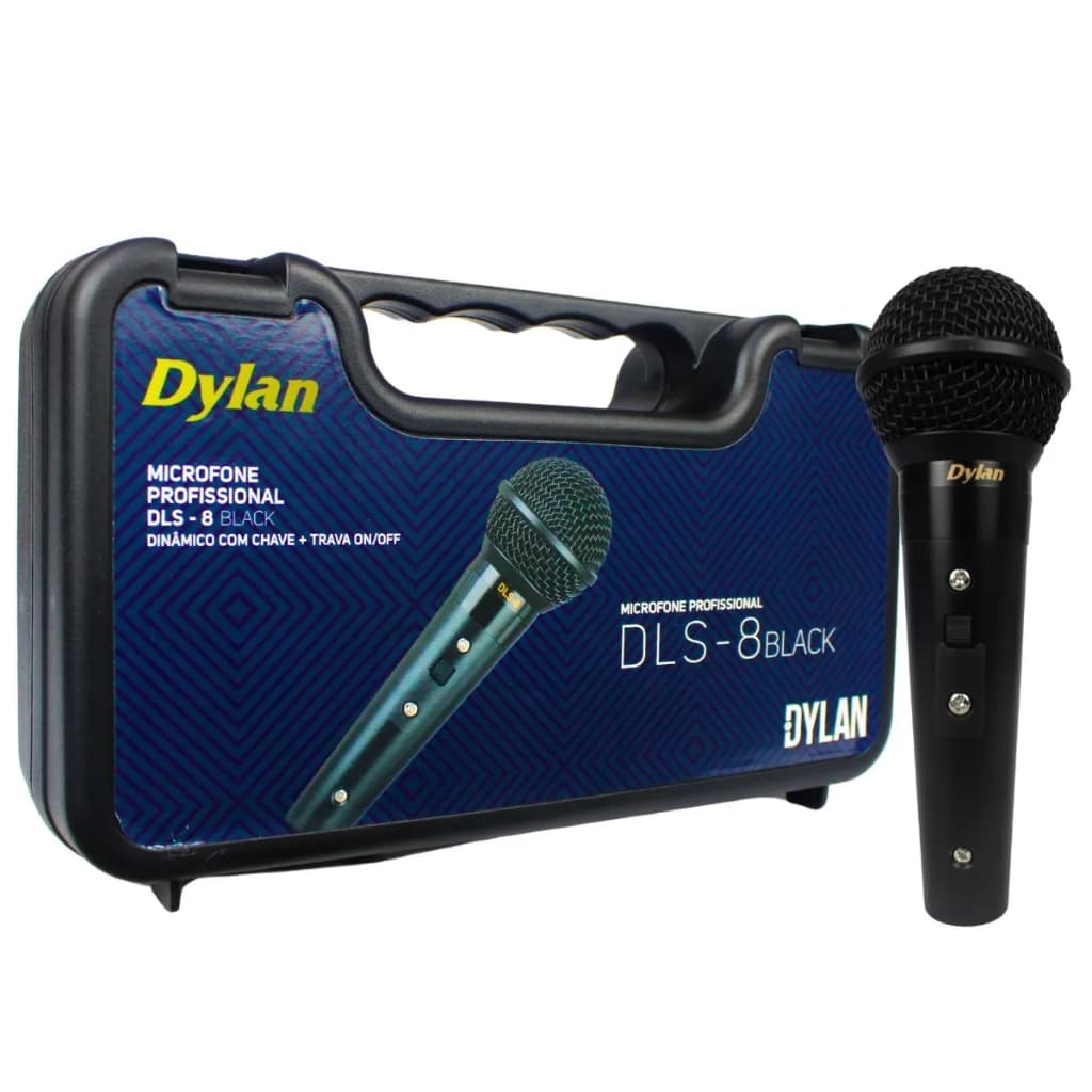 Microfone Dinâmico Dylan Dls-8 Padrão Cardióide 250 Ohms Profissional XLR