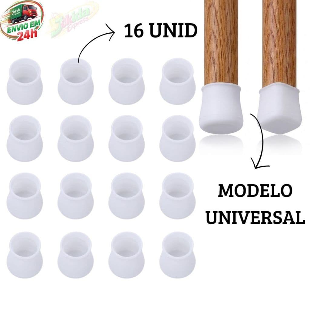 Kit 16 Protetores De Silicone Para Pés De Cadeiras E Mesas - Pezinhos Redondos, Antiderrapantes e Duráveis