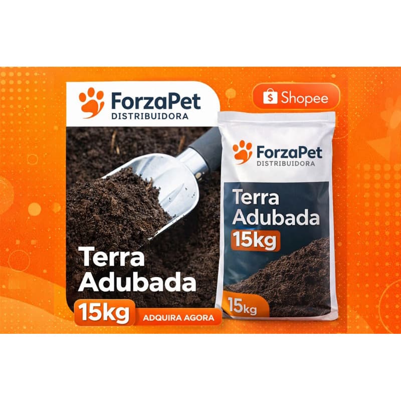 Terra Adubada 12kg Premium ForzaPet – Substrato Orgânico para Plantas, Hortas, Vasos e Jardins