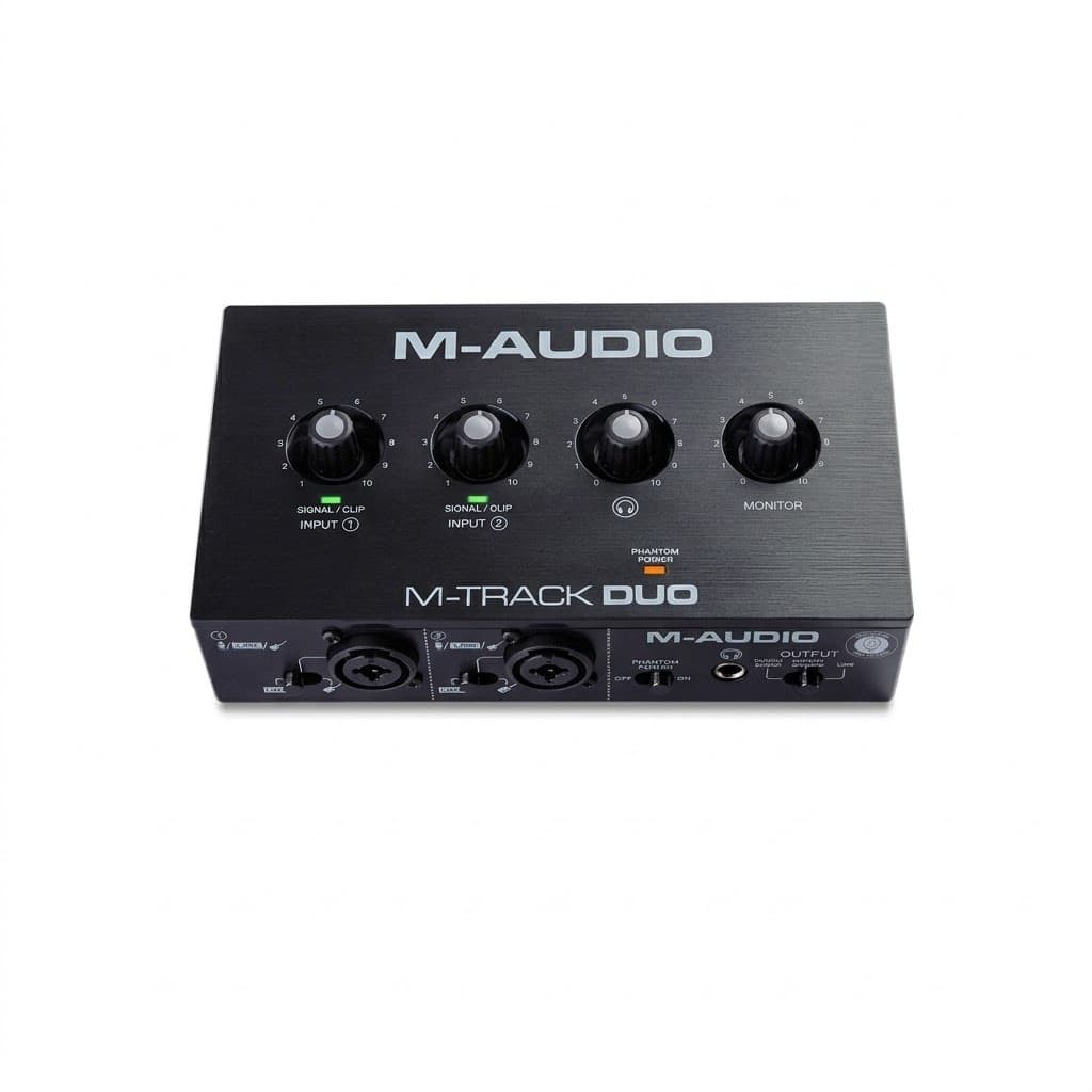 Interface de Áudio USB M-Audio M-Track Duo para Gravação Streaming e Podcast com Entradas Duplas XLR Linha e Instrumento