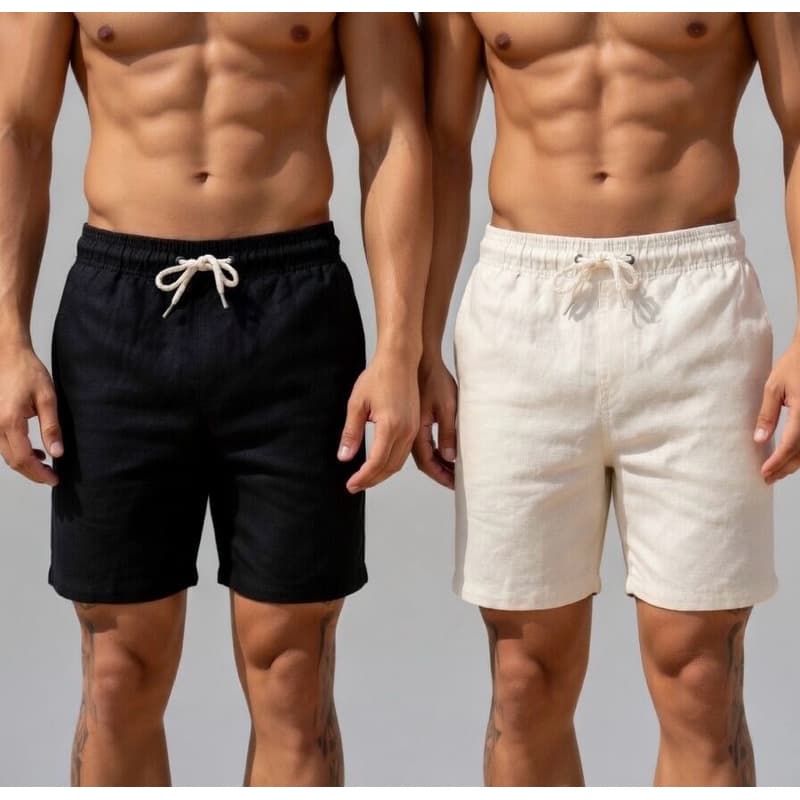 Kit 2 Short  Linho Bermuda Masculina Mauricinho Moda Praia Básico curto