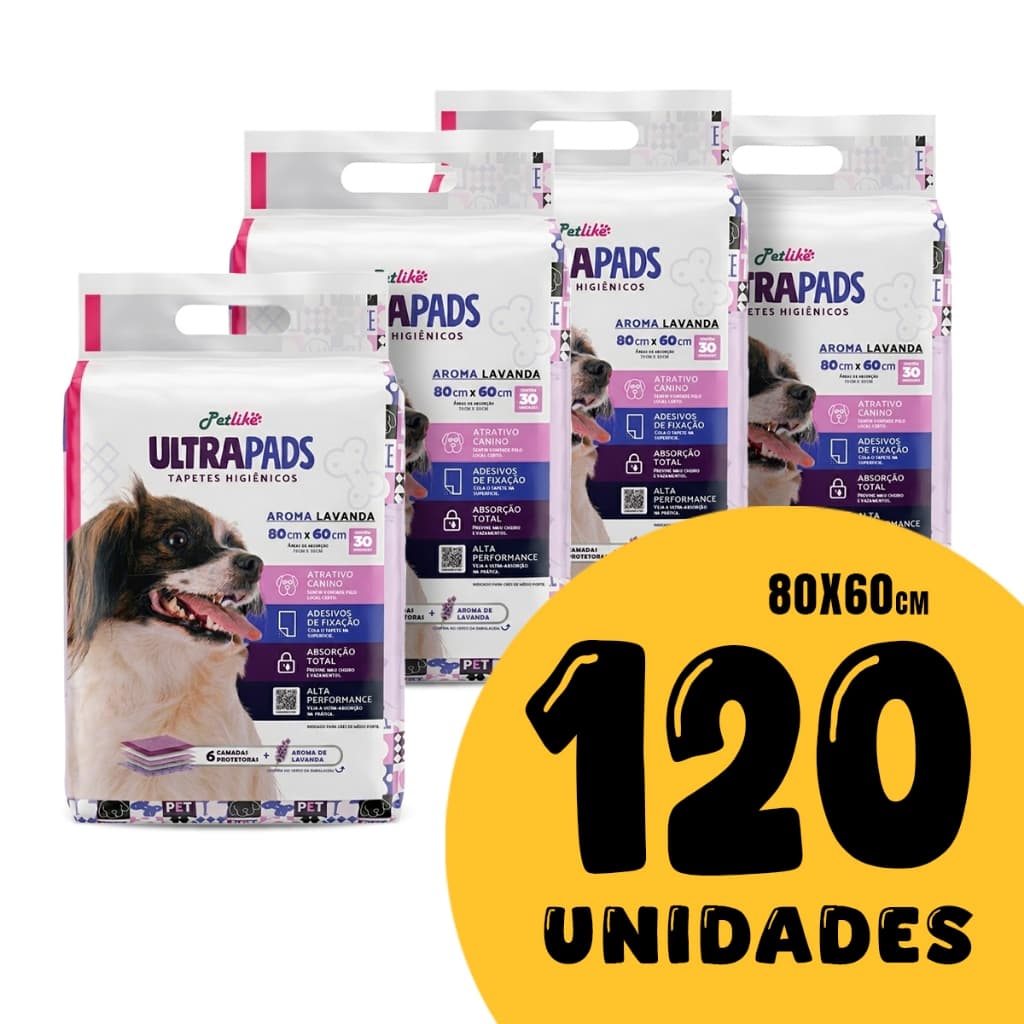 Petlike Tapete Higiênico Para Cães Ultra Pads Lavanda 60x80cm