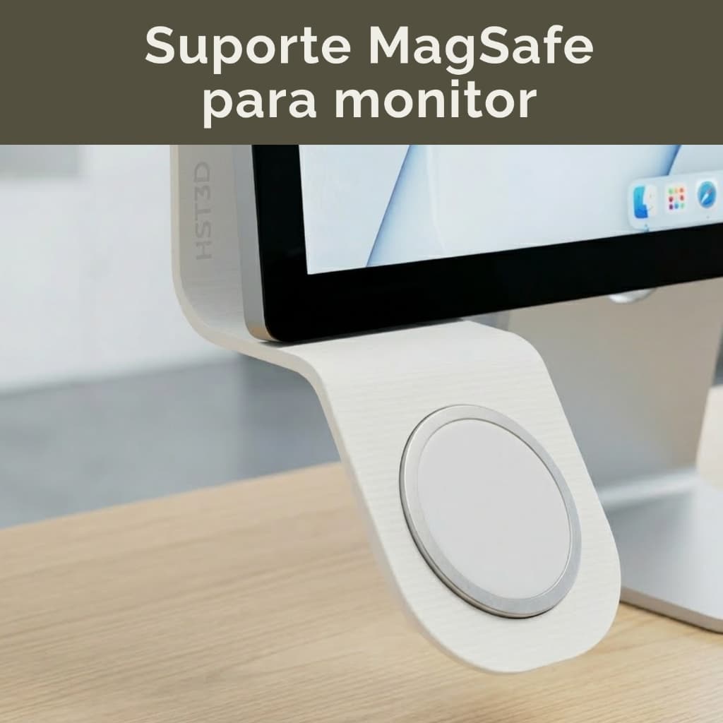 Suporte Carregador MagSafe iPhone de Monitor Praticidade Preto e Branco
