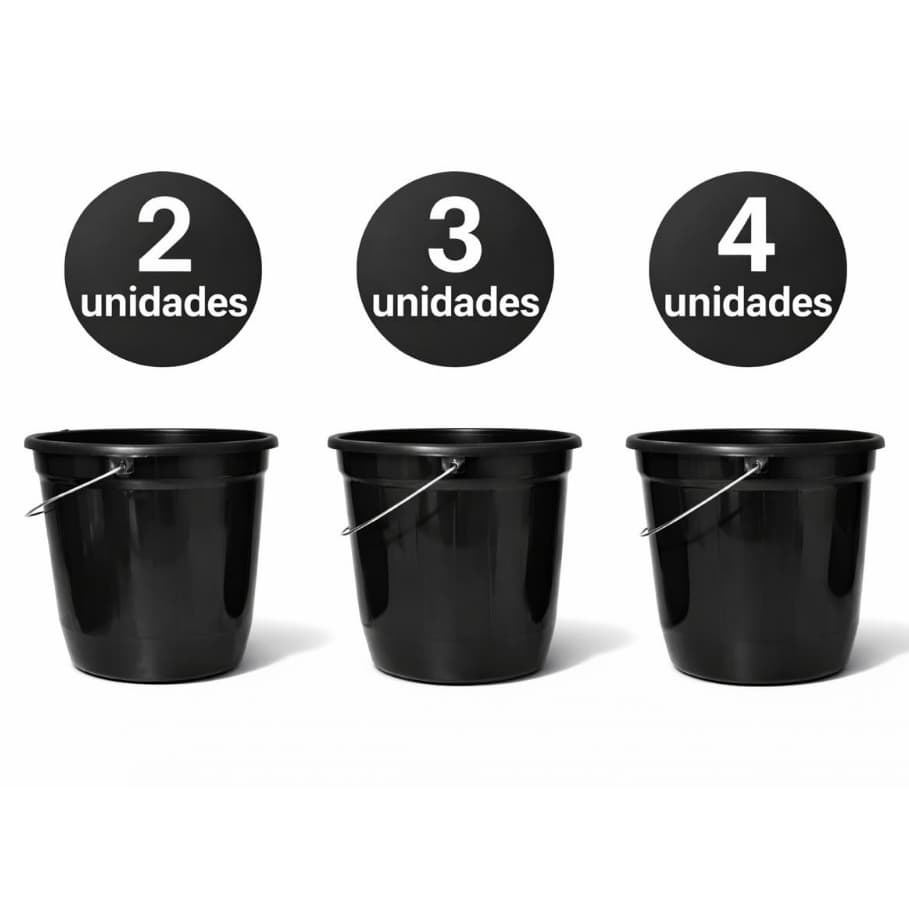 Balde Plástico 8 Litros Reforçado com Alça de Metal Resistente Multiuso para Limpeza Casa Lavanderia | Kit 1 a 5 Unidade