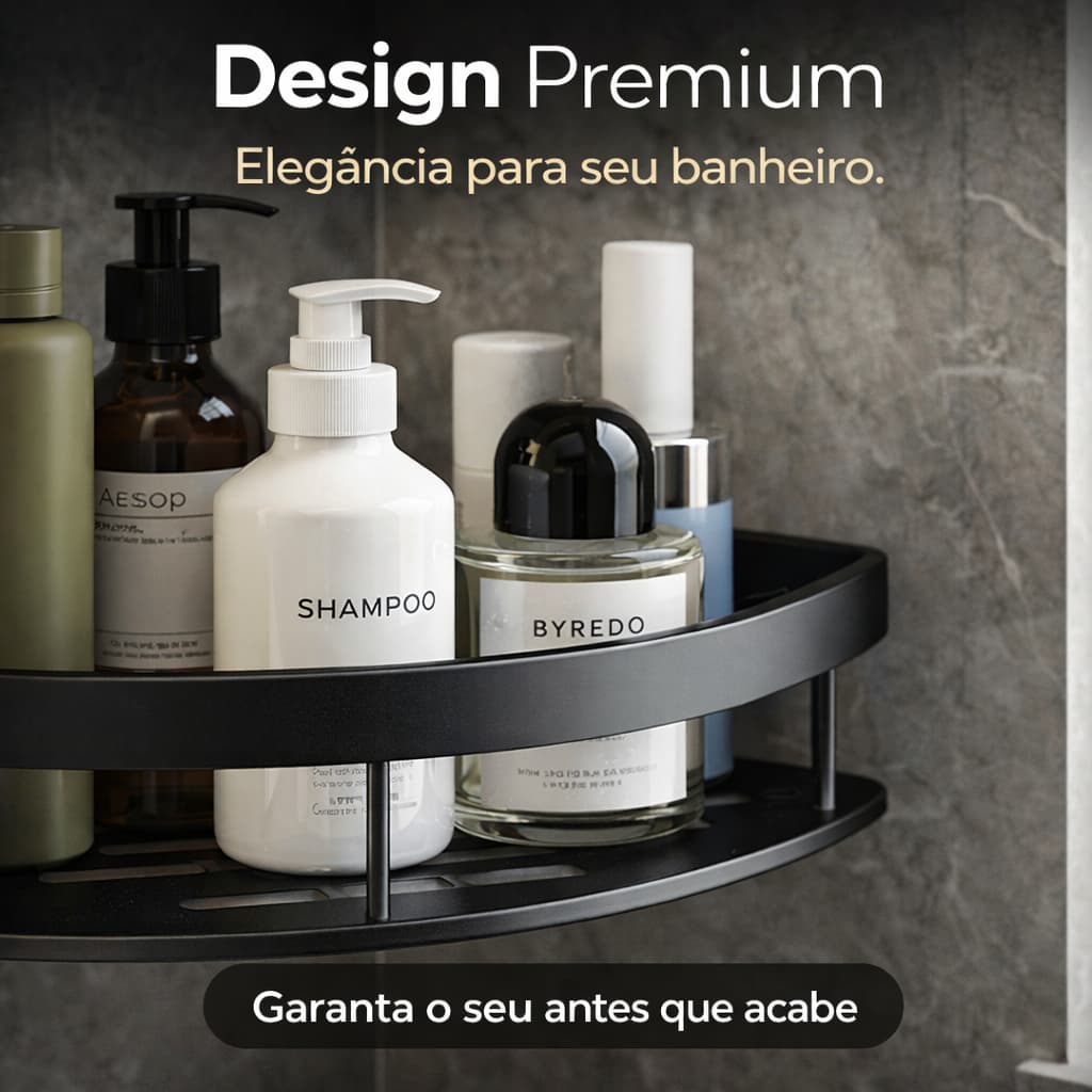 Prateleiras Banheiro Canto kit 2 Alumínio Preto Organizador Ferrugem Suporte Shampoo Parede