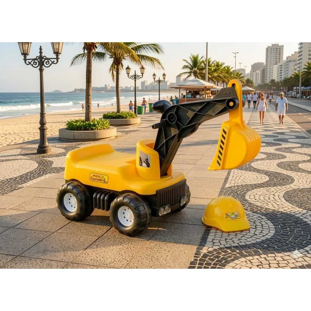 Brinquedo Trator Andador Super Escavadeira Max com Capacete Infantil menino e menina  Apartir 1ano