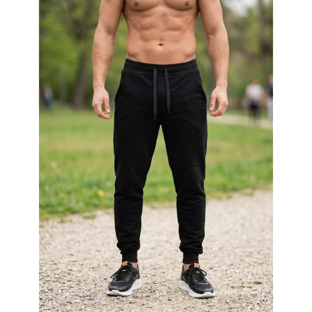 Calça Moletom Masculina Lisa Com Bolso Confortável Casual