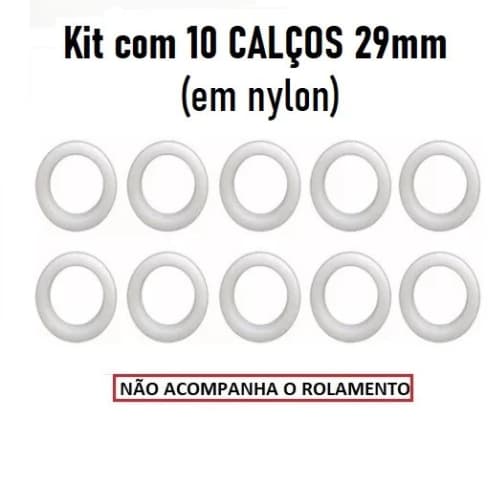 KIT 10 CALÇOS / BUCHAS PLÁSTICAS PARA ROLAMENTO 608 – 29MM | VENTILADOR
