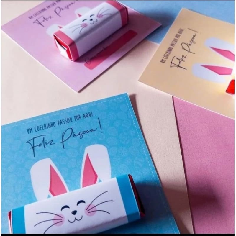 Kit de Cartões porta Bis "Feliz Páscoa" - Lembrancinha de Páscoa
