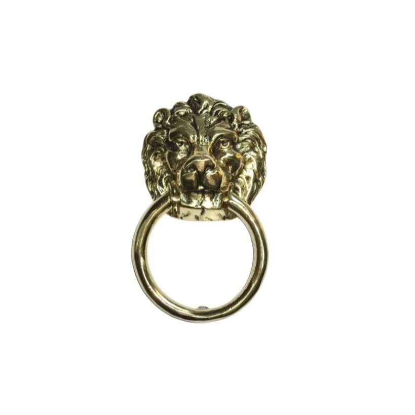 Porta Toalha Cara De Leão Batedor De Porta Alumínio 25x15cm Ouro Envelhecido