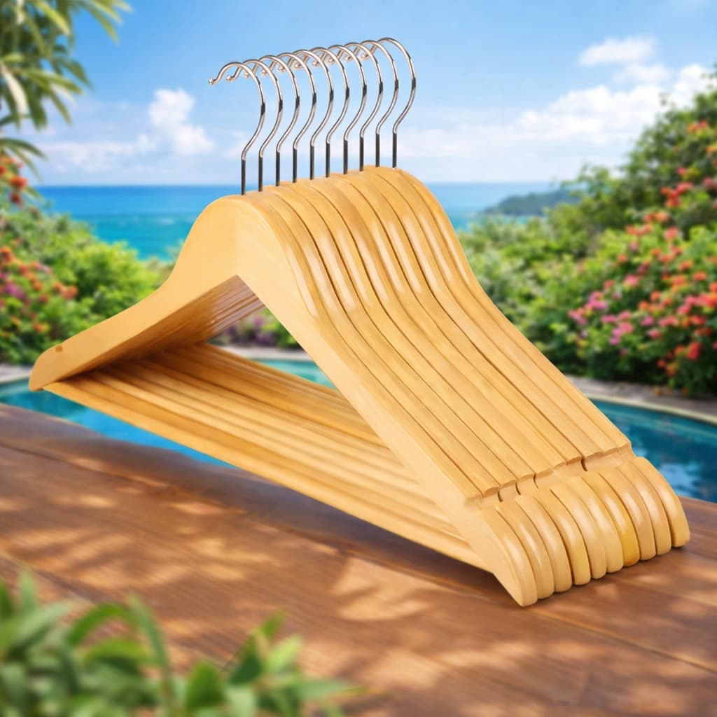 Kit 3 Unidades Cabides De Madeira Com Rachadura Para Alça