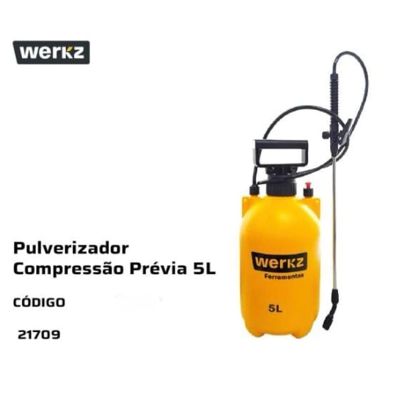 Pulverizador lateral  werkz 5l alta pressão bico ajustável jardim horta dedetização  limpeza simples e pesada.