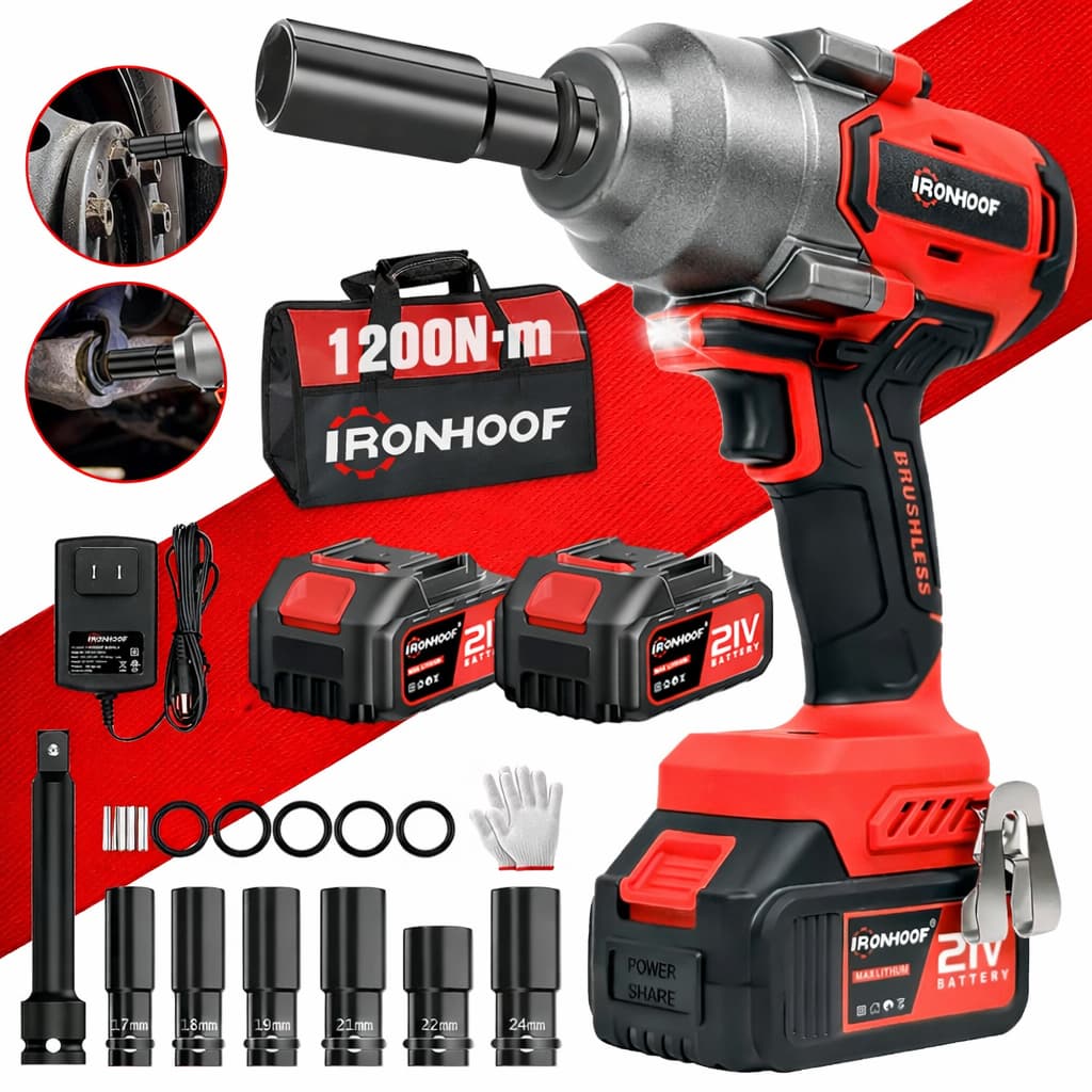 Chave De Impacto a Bateria 1200N.M Potente Com Jogo de Soquetes