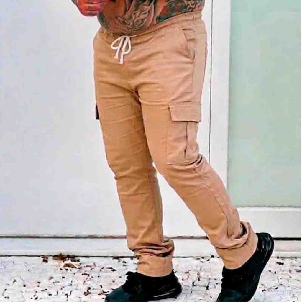 Calça Cargo Unissex 6 Bolsos Plus Size Moda Masculina e Feminina Cordão e Elástico na Cintura