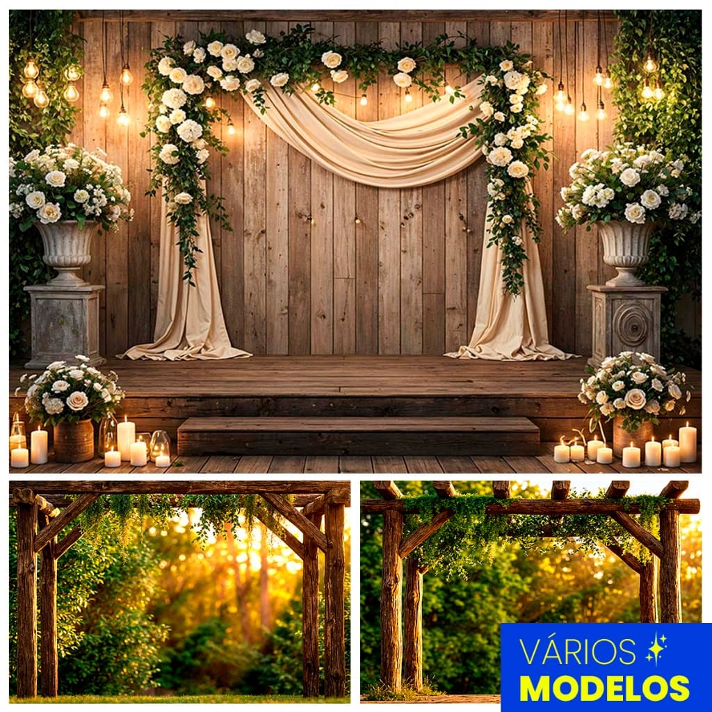 Painel Fotográfico Casamento Floresta Cenários Fundo Para Fotos 1,5x2,2 Mt