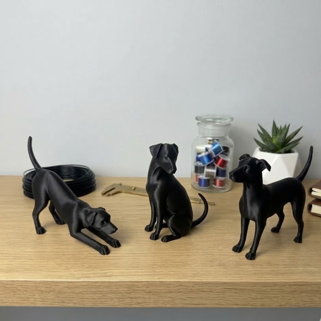 Kit 3 Escultura Cachorros Decorativo para casa mesa e estante Decoração Moderna Minimalistas