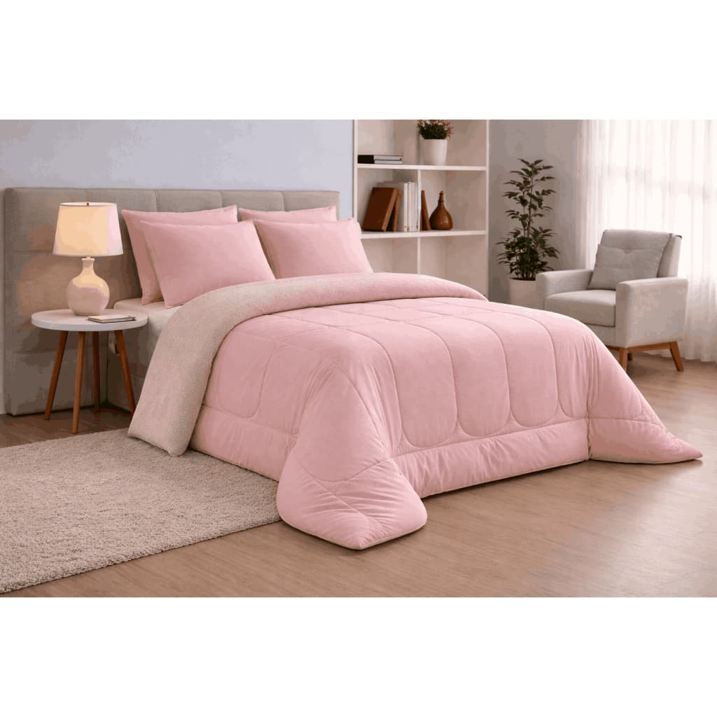 Edredom de Plush Coberdrom Queen Liso com Mantinha Soft 2.40x2.20 Avulso