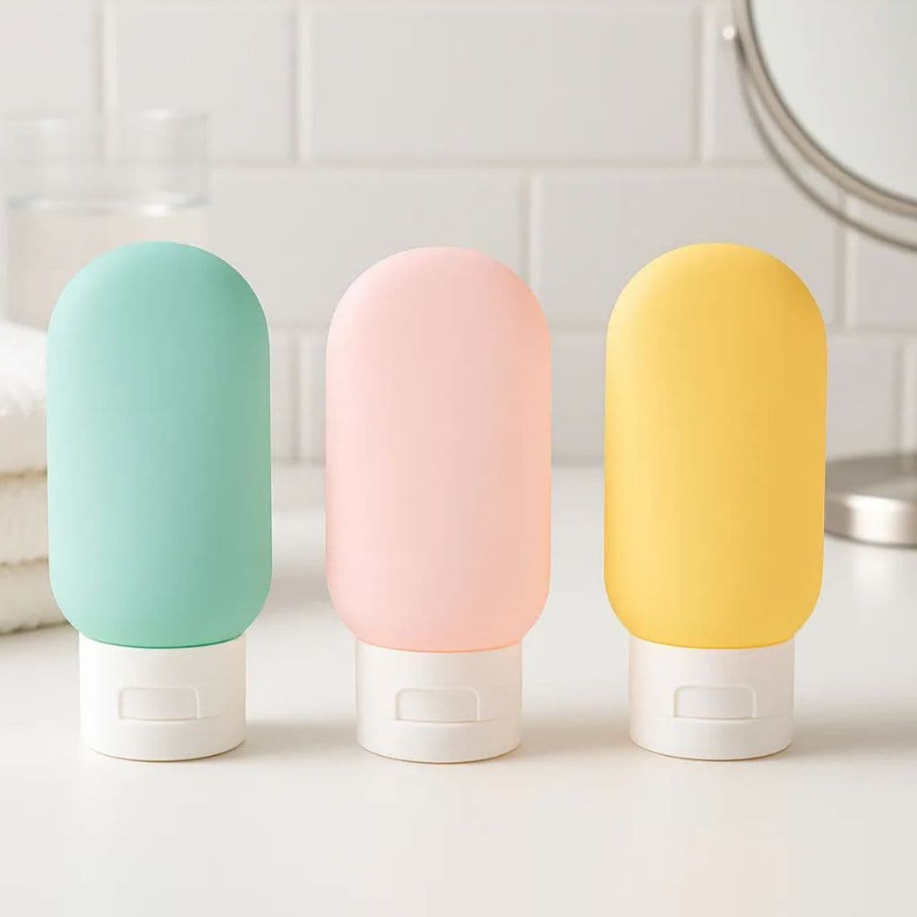 Kit 3 Frascos para Viagem – Portátil, Reutilizável e Antivazamento - Ideal para Shampoo, Creme e Cosméticos