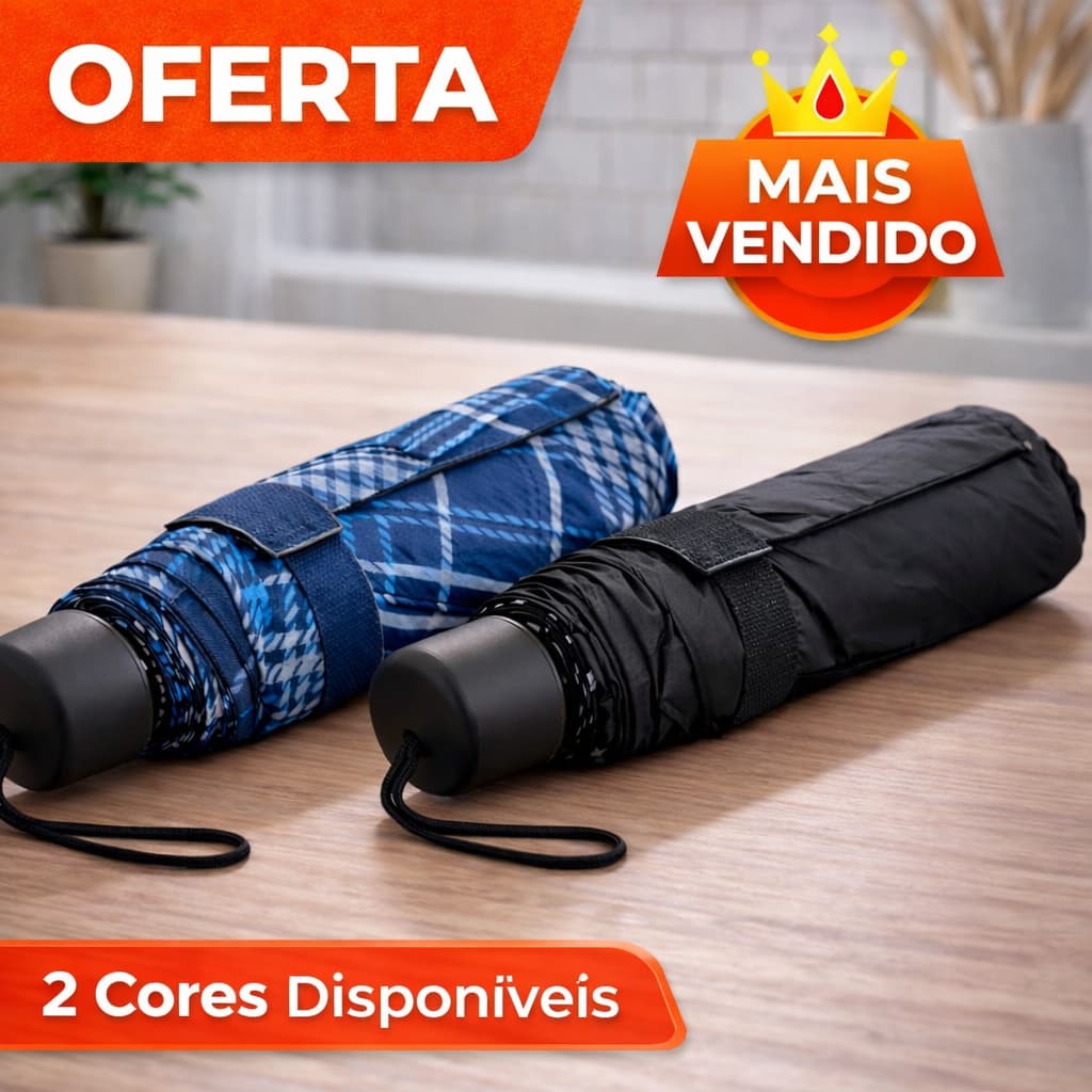 Guarda-Chuva Dobrável Preto e Estampado