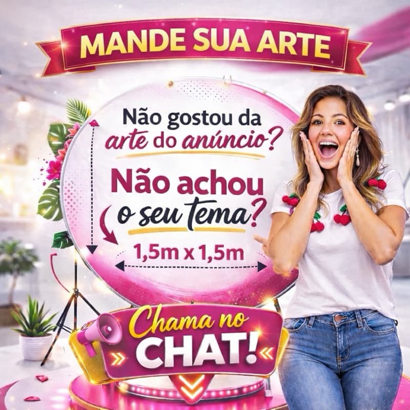 Painel Redondo Dia das Mães Floral 1,50x1,50 – Decoração Festa / Fotos- Mande sua Arte