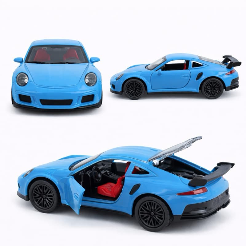 Miniatura Porsche 911 GT3 Azul Metal Abre Portas