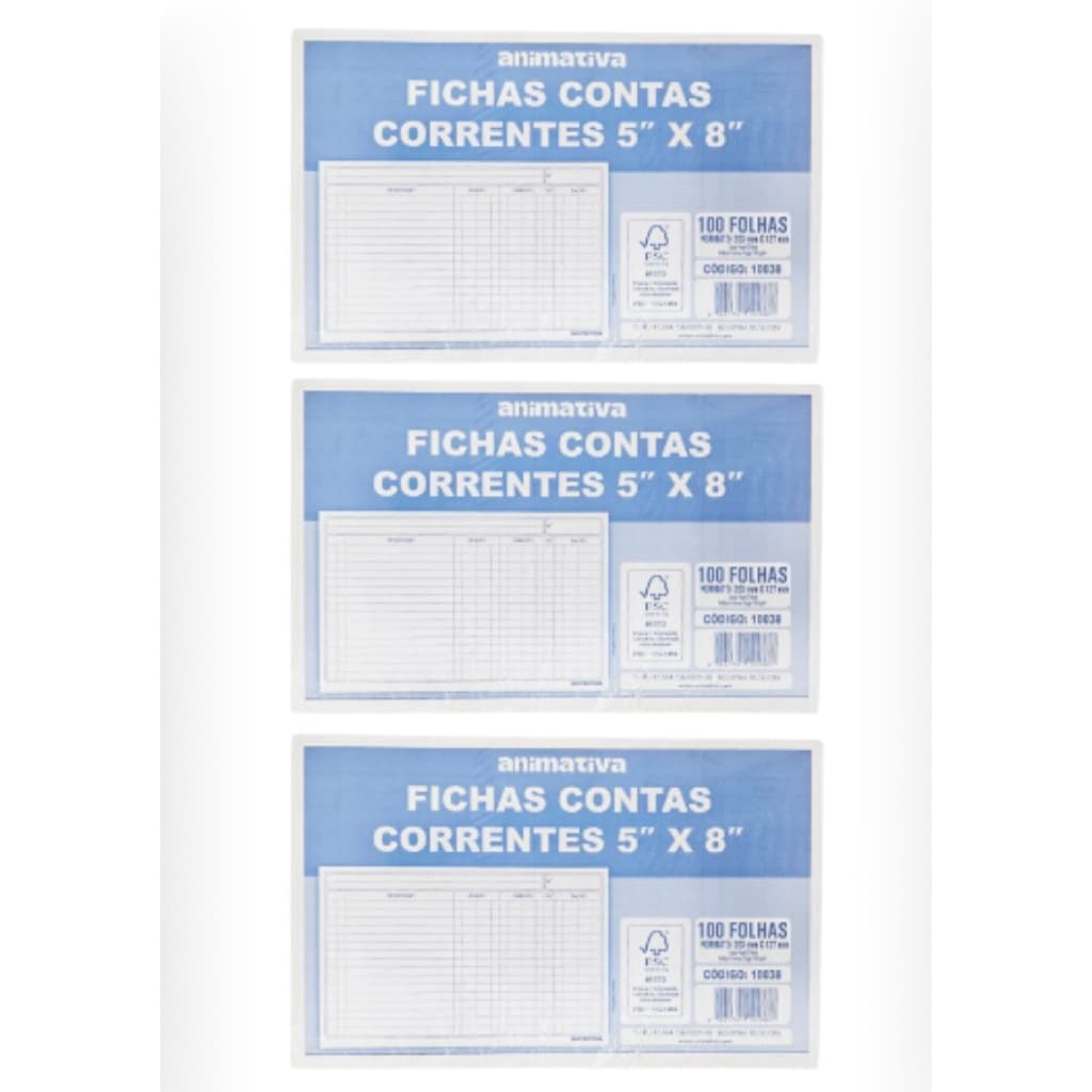 Bloco Ficha Conta Corrente 5X8 Com 100 Folhas