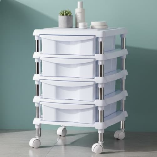 Gaveteiro organizador multiuso com 4 gavetas pequenas e rodinhas para quarto, escritório, cozinha, banheiro