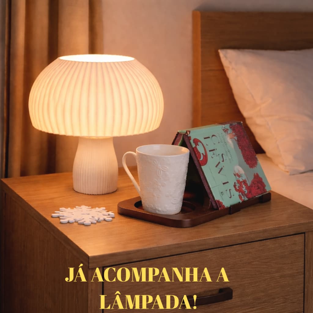 kit Noite Aconchegante, Luminária + Porta canecas + Porta livros ou Porta Tablet, Quarto, Sala, Mesa