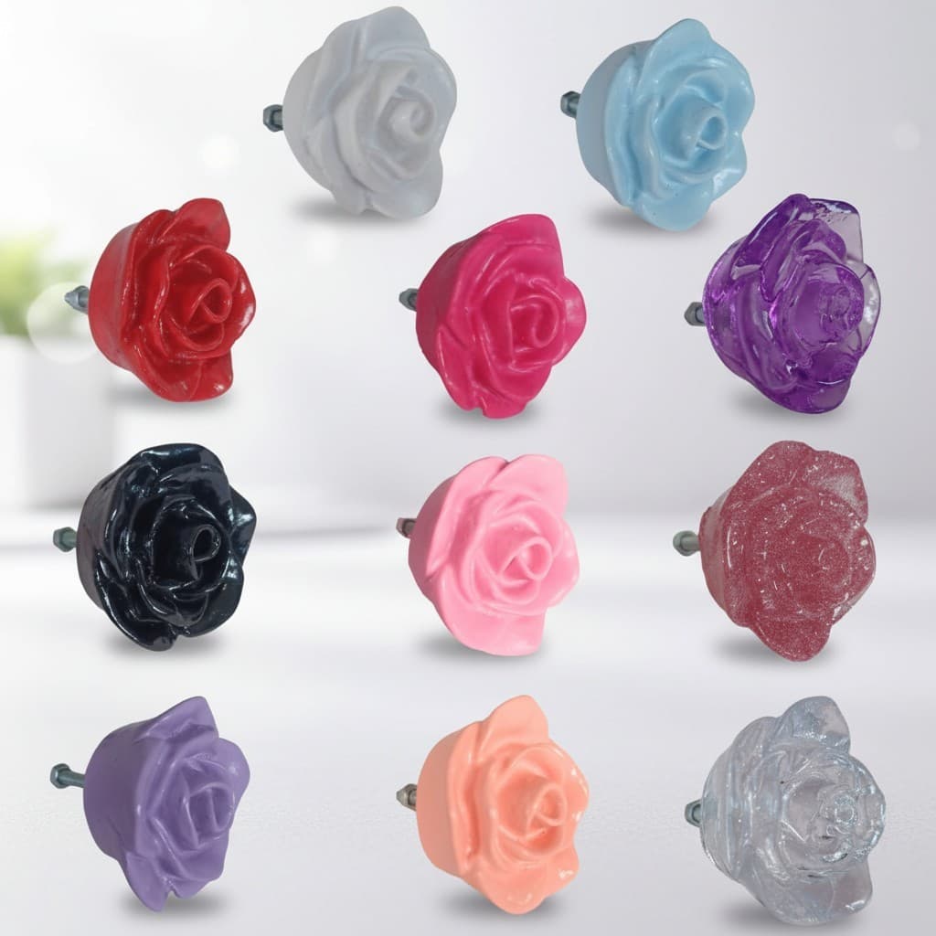 3 Puxador de Gaveta Rosa Grande Resina Penteadeira Armário Decoração Quarto