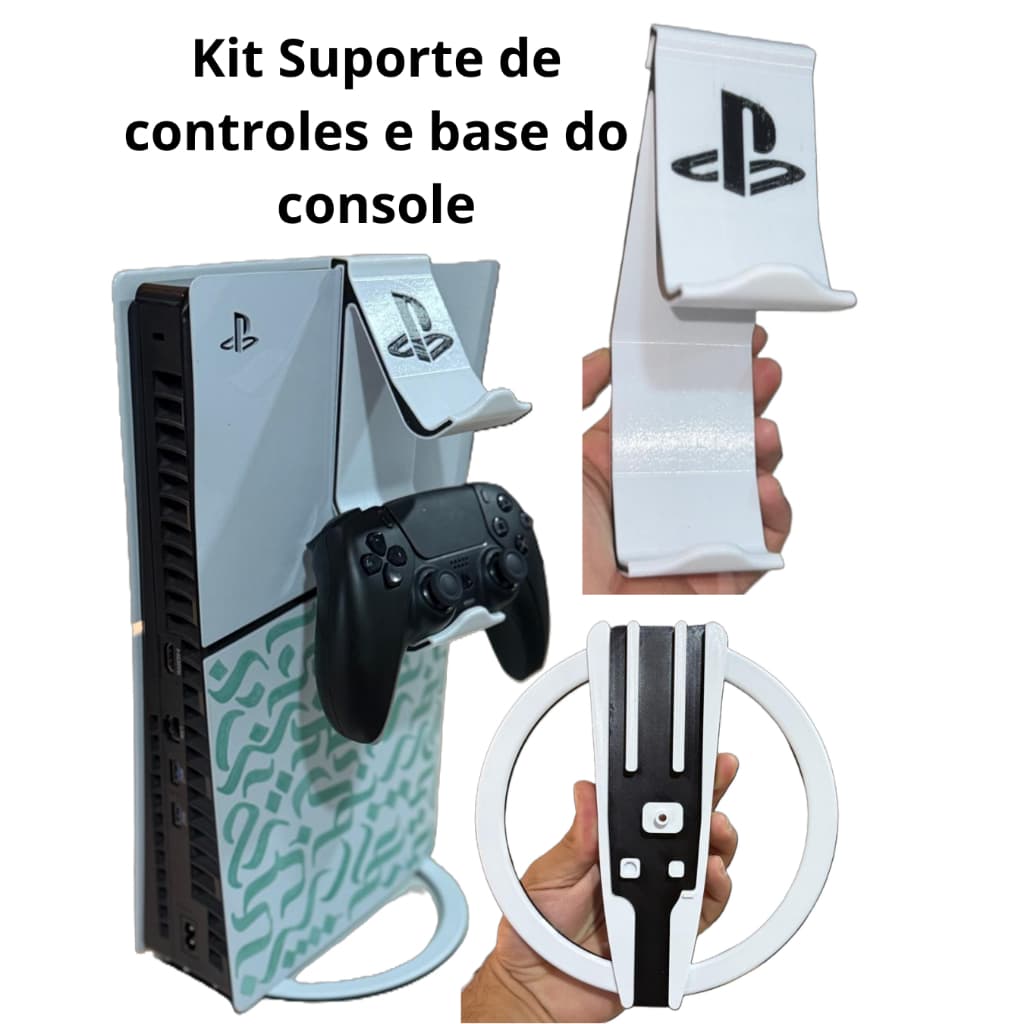 Kit Base Para Console do Ps5 E Suporte Controles com logo