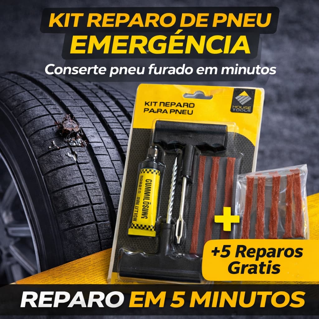 Kit Reparo de Pneu Sem Desmontar Conserto Rápido Carro Moto Bike Remendo Emergência 8 Reparos