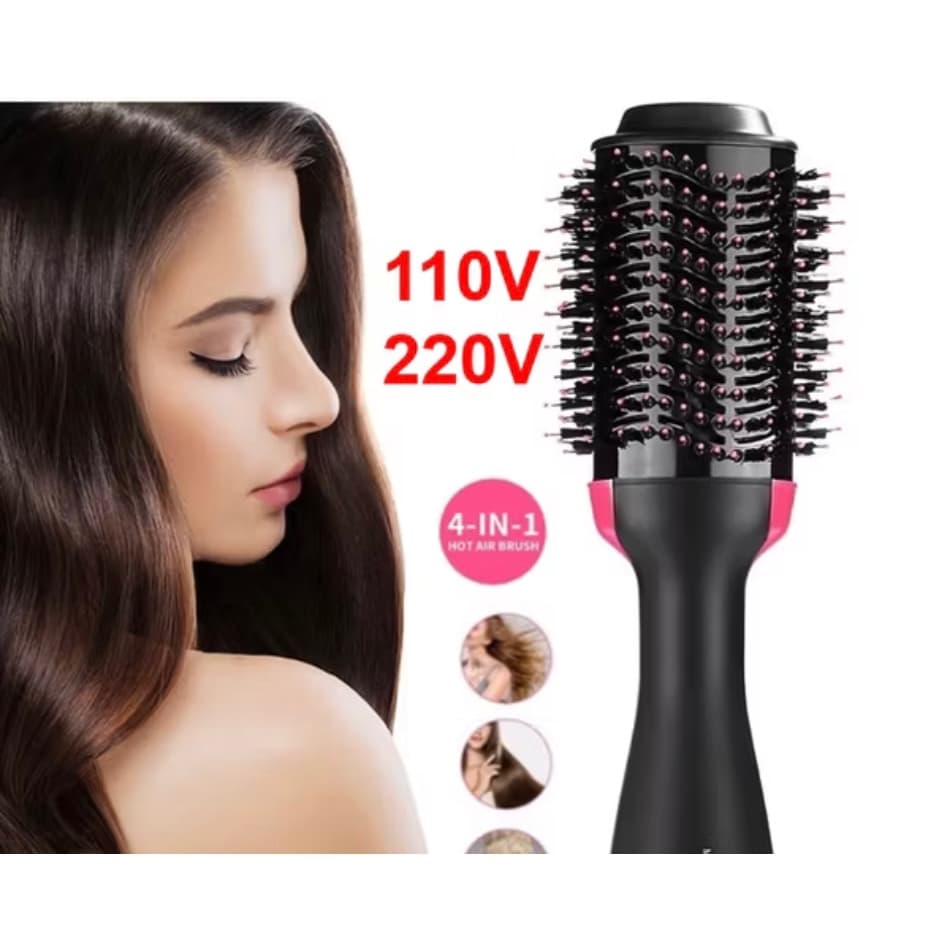 ￼Escova Secadora 110/220v Alisador Elétrica Escova de ar quente Modeladores de cabelo Com 3 Em1 Hair