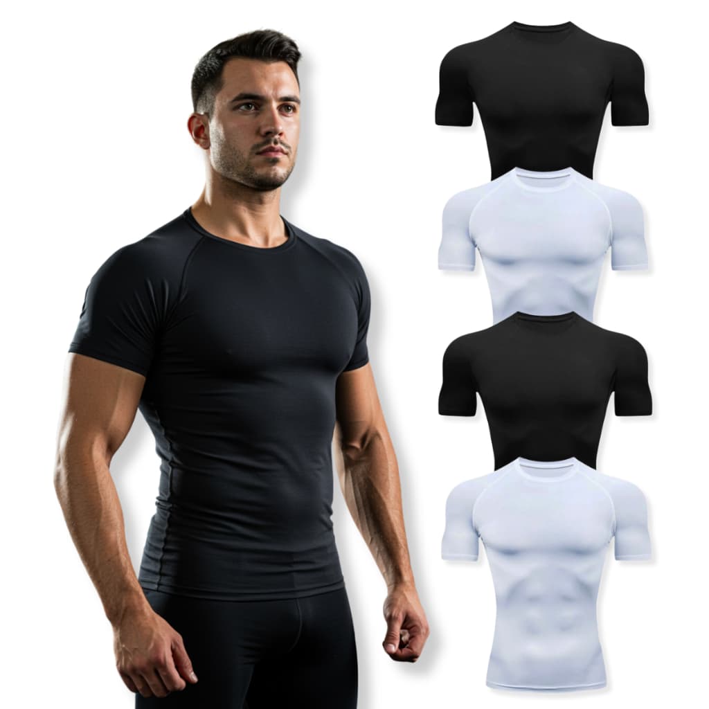 Kit 4 Camisas de Compressão Dryfit Lisas Academia Treino Rashguard Fitness Musculação Manga Curta